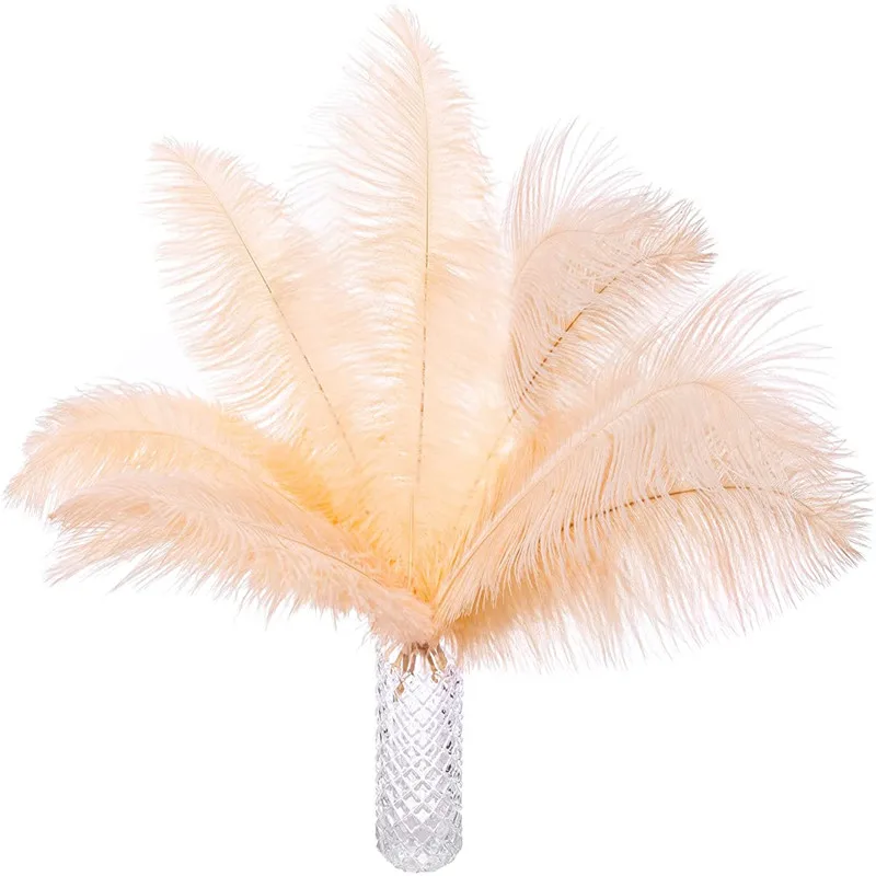 

10/200pcs Champagne Ostrich Feathers for Vase DecorationDIY Jewelry Making Needlework Wedding Dress Handicraft Accessories Plume