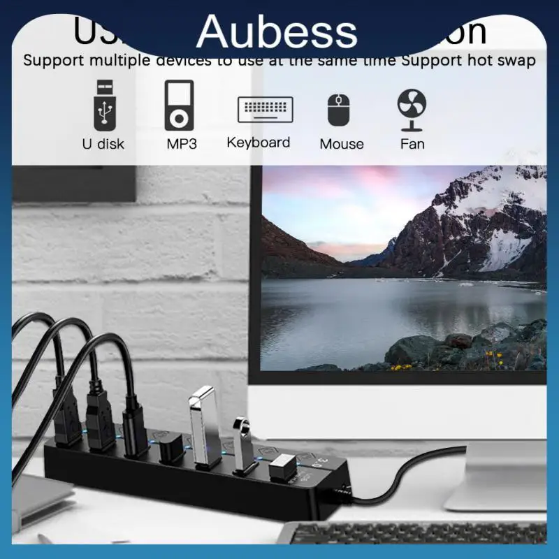 

Stable Usb Adapter Usb Multiport Hub Docking Station Multifunction 5gps Usb3.0 7-port Hub Expansion Phone Accessories 7-port