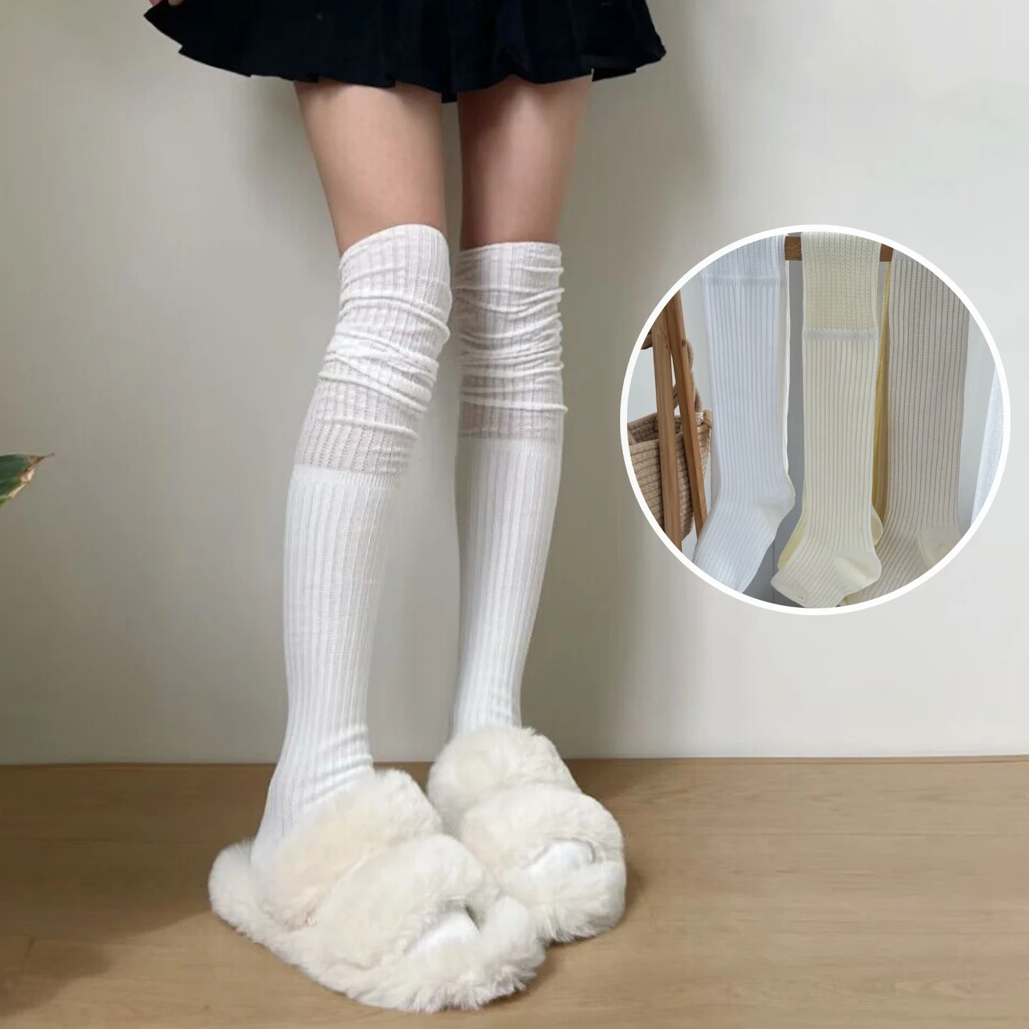 

2023 Solid Color Thigh High Stockings Women Trendy Casual Over The Knee Female Long Socks Thermal Warm Cotton Tall Tube Leggings
