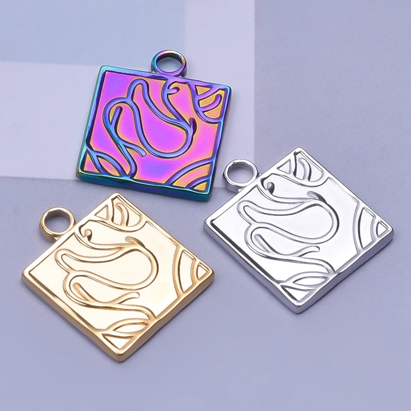 

Stainless Steel Retro Totem Rainbow Charm DIY Trend Punk Necklace Jewelry Pendant Charm for Jewelry Making Materials Bulk 6pcs