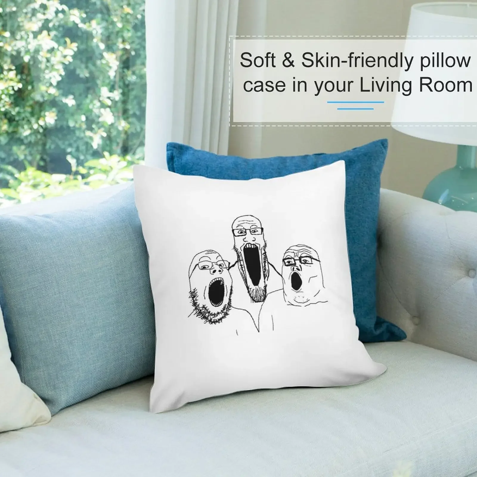 SOY REDDIT 4CHAN BASED AND REDPILLED GROUP WHOLESOME MEME СМЕШНИЙ SOYJAK WOJAK SOYJACK WOJACK F Декоративная подушка