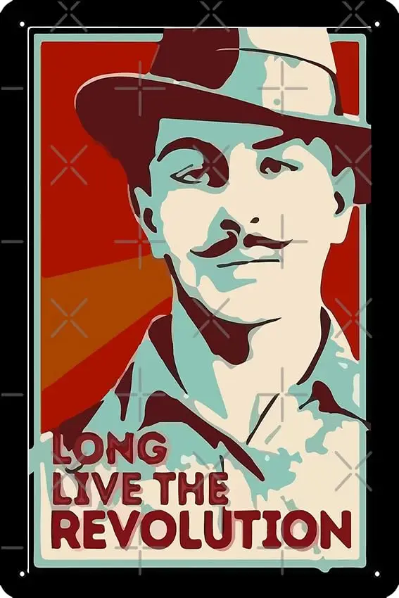Металлическая жестяная вывеска с принтом Шахид Bhagat Singh Revolution 12X8 дюймов забавная