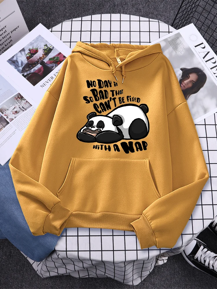 

I Sleep Lazy Panda Cartoons Printed Womens Hoody Creativity Cute Warm Pullover Fashion Casual All-math Clothing Woman Sweatshirt