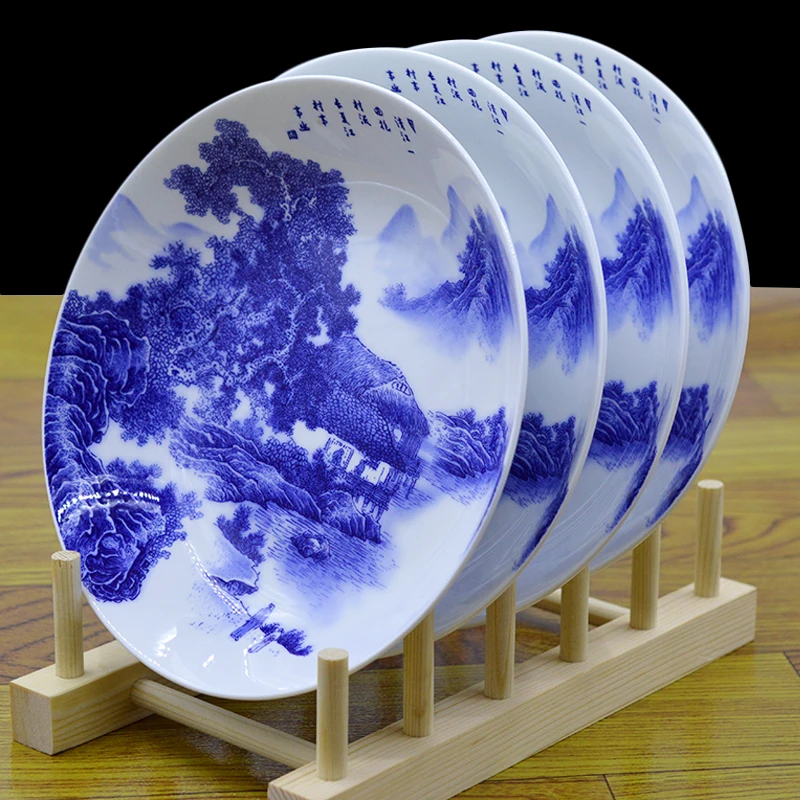 

4PCS/Lot 7.5 Inch Chinese Ceramic Plate Jingdezhen Bone china Dinner Plate Hotel Steak Plates Dessert Tray Round Dish Decoration