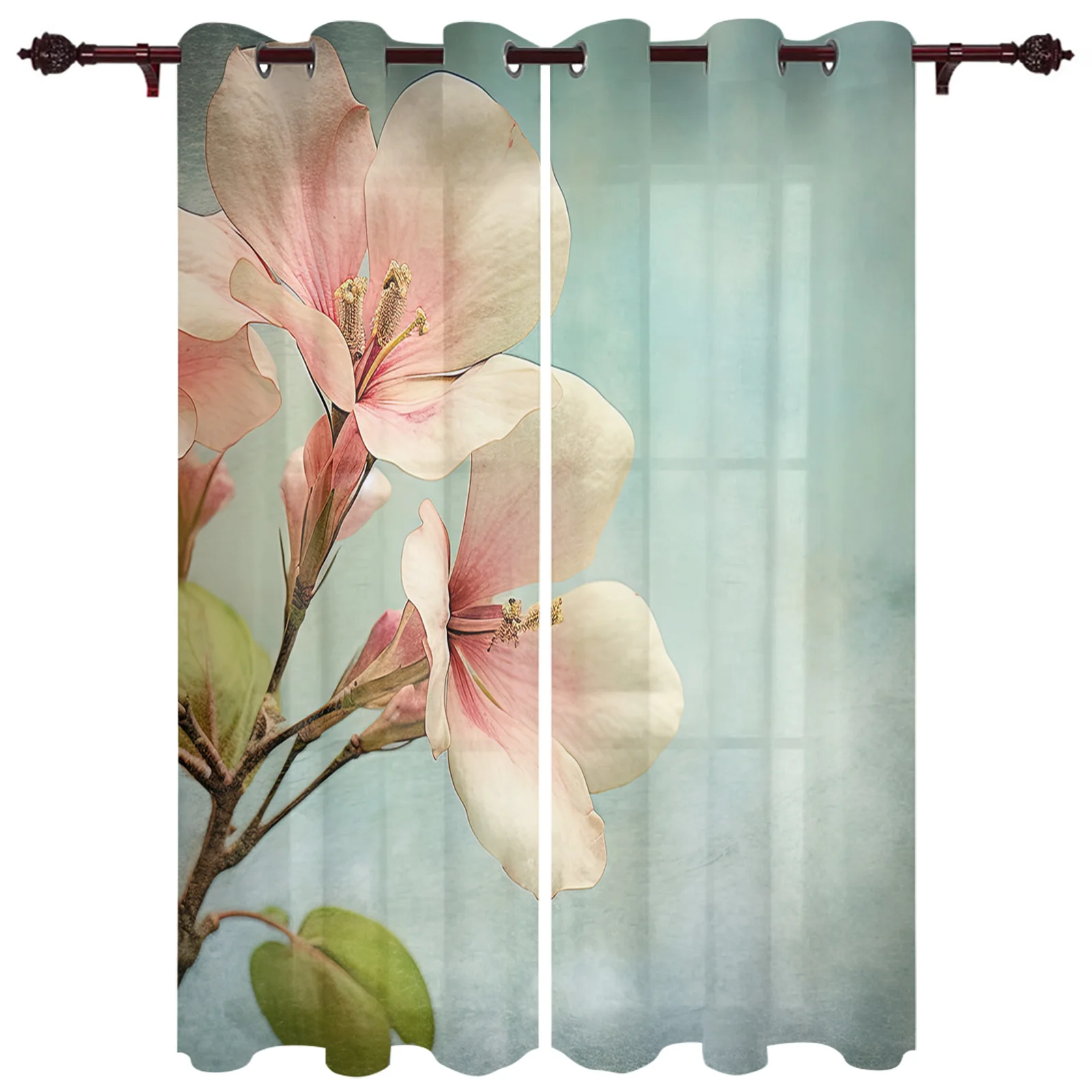 

Цветочные акварельные листья, оконные шторы для гостиной, роскошные шторы для спальни, кофейные, кухонные декоративные занавески