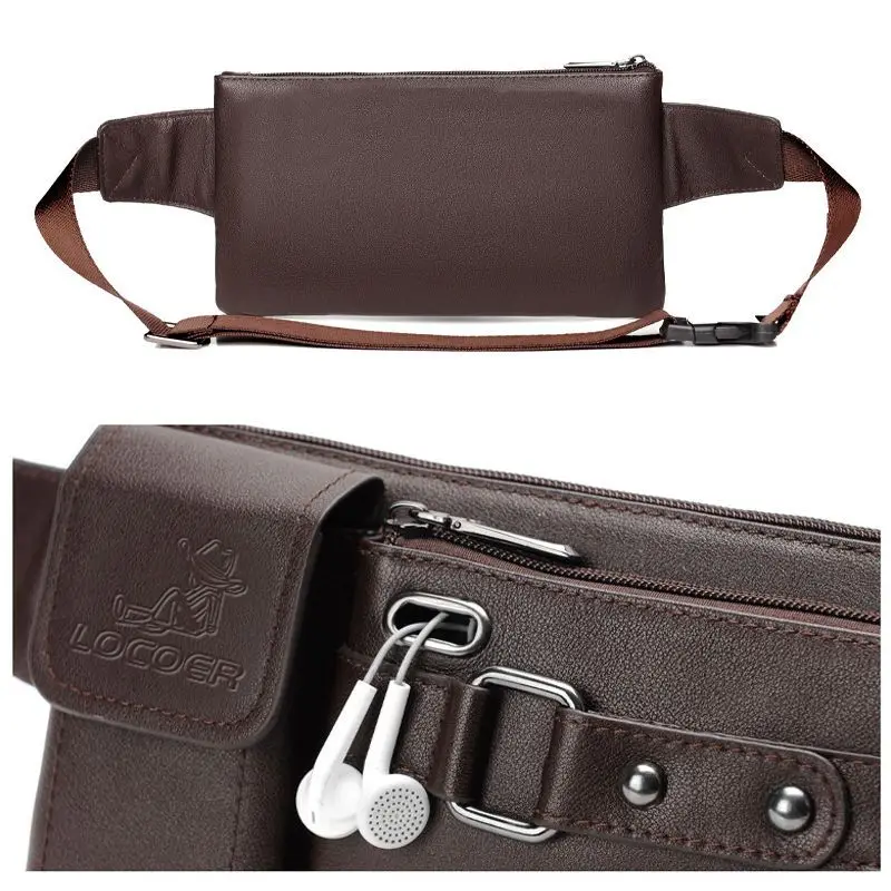 Genuine leather men's waist bag fashionable luxurious leather bag outdoor waterproof belt bag travel cycling crossbody bag