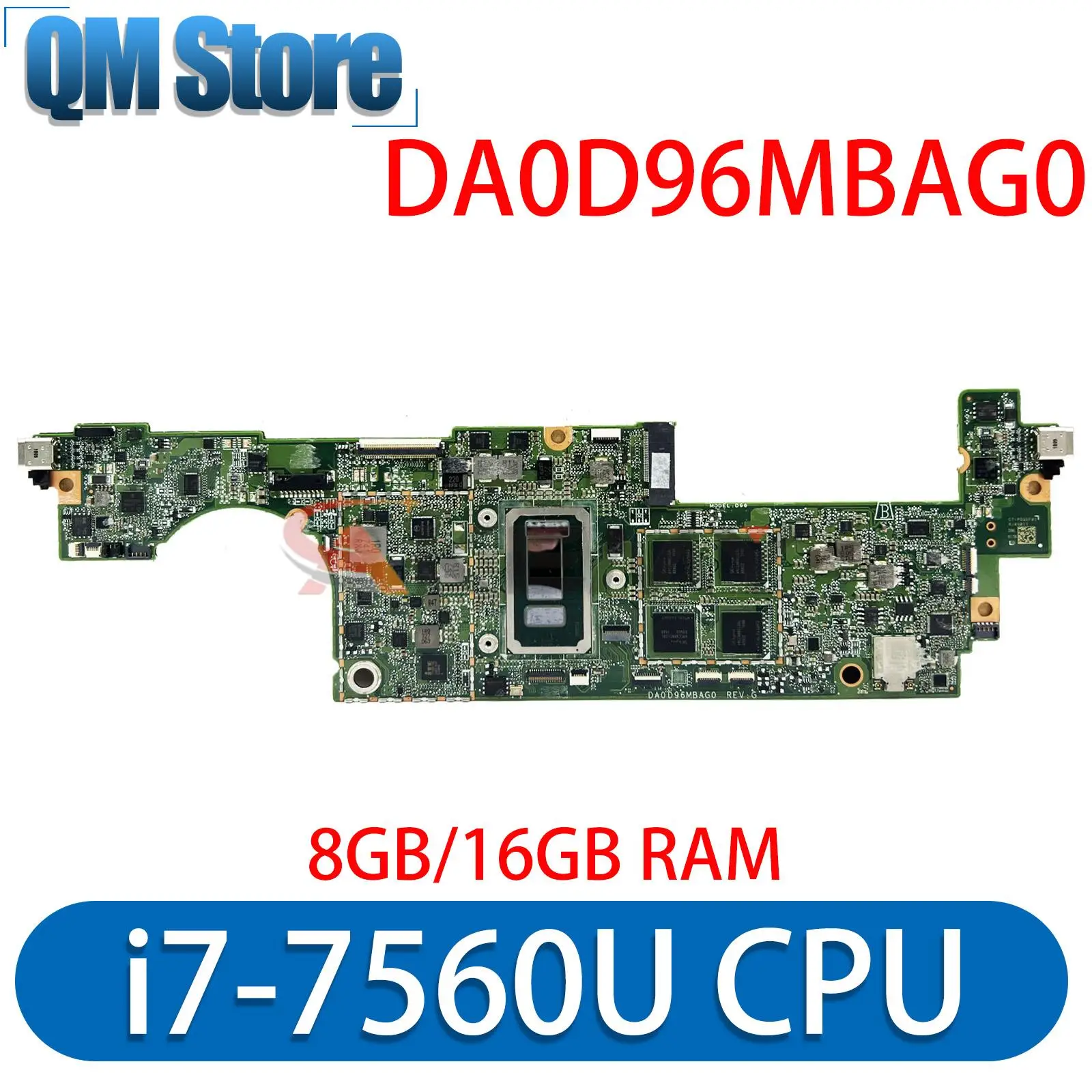 Съемная материнская плата DA0D96MBAG0 для HP Spectre X2 12-C 12-C012DX Lapptop с процессором i7-7560U 8 ГБ/16 ГБ ОЗУ 920544-601 920545-601