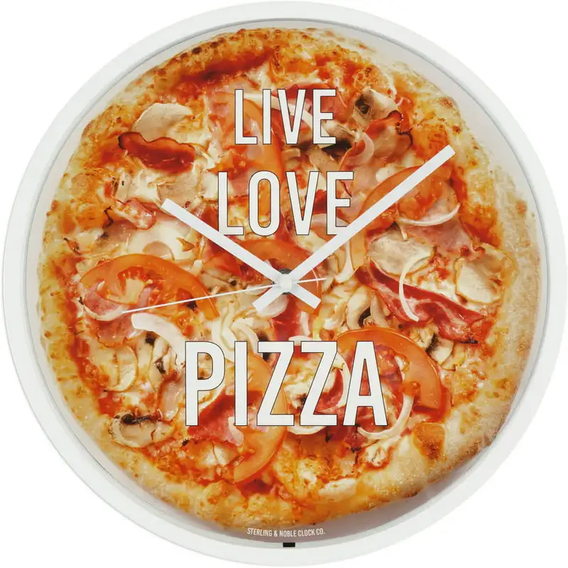 

11.5" Round Indoor Photo Realistic Pizza Modern Wall Clock