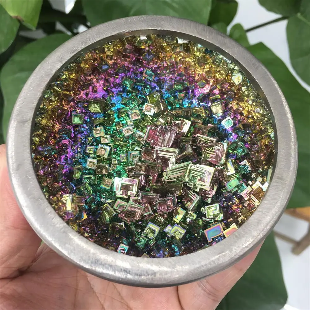 

Natural Bismuth Crystal Dot Bismuth Metal Crystal Rainbow Bright Metal Bowl Mineral Specimen Wholesale Natural Art Decorative