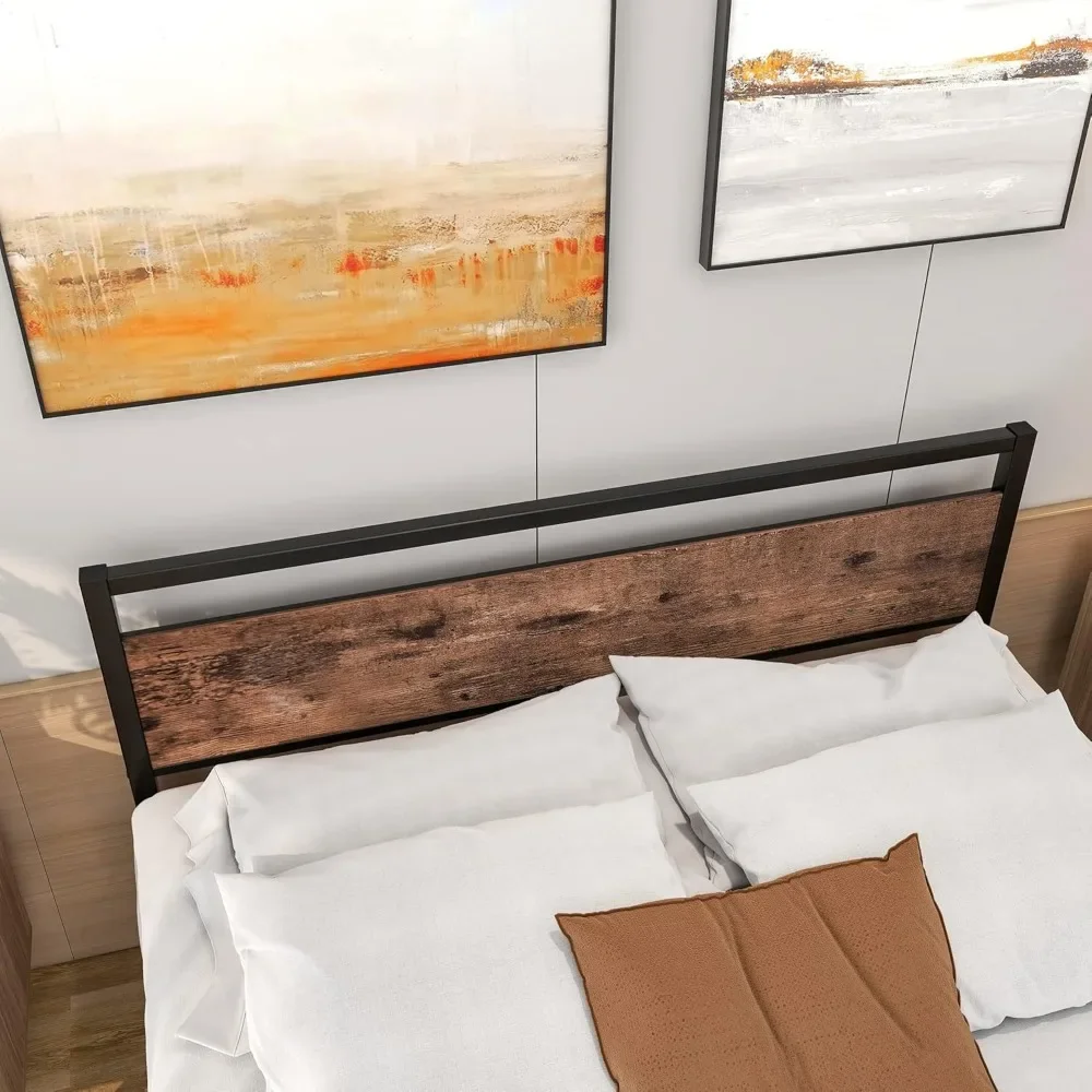 Полноразмерная черная металлическая оправа для кровати в винтажном стиле