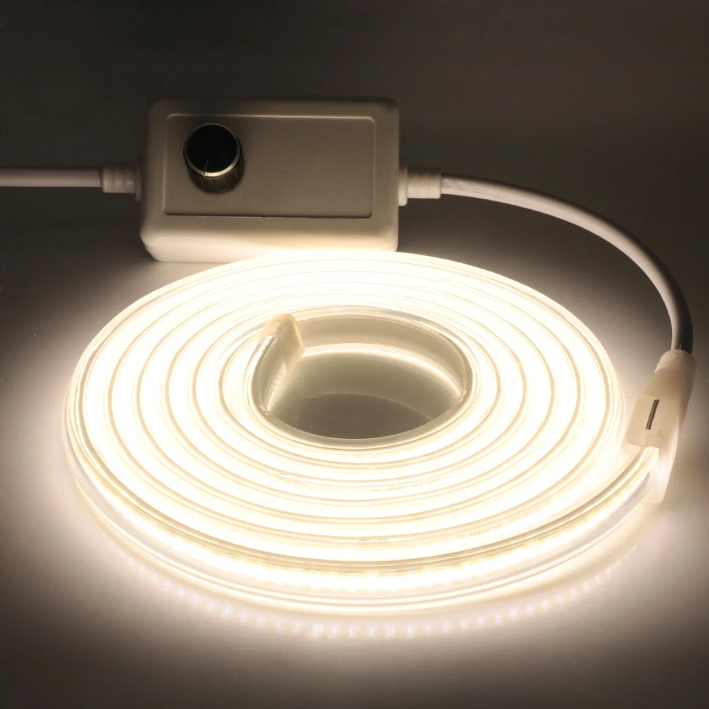 220В COB светодиодный светильник с регулируемой яркостью 360led/m диммером