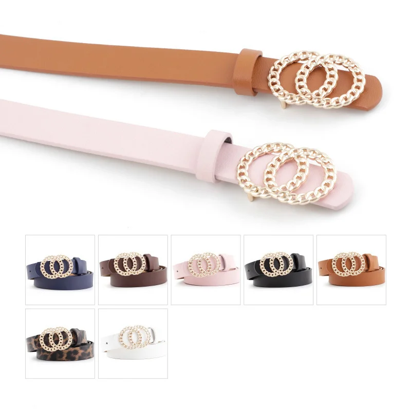 

Двойной ремень, индивидуальная мода, леопардовый узор, подходящий цвет, меховое пальто, декоративные джинсы, женский ремень в стиле ретро