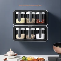 spice jars kitchen salt shaker seasoning holder container spice rack with jars wall mounted punch free storage and organization