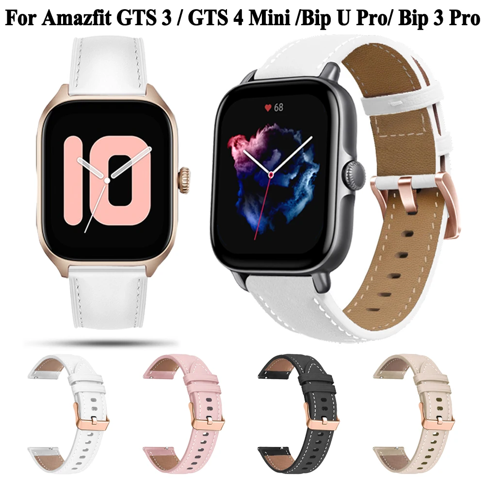 

20mm Leather Strap For Xiaomi Huami Amazfit GTS 4/2 Mini GTS 3 2E Smart Watch Band For Amazfit Bip 3 Pro/Bip U Pro Bracelet