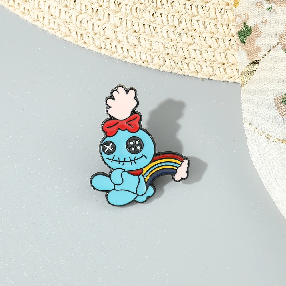 Мультяшная эмалированная брошь в виде Лило и ститча милая булавка для лацкана с