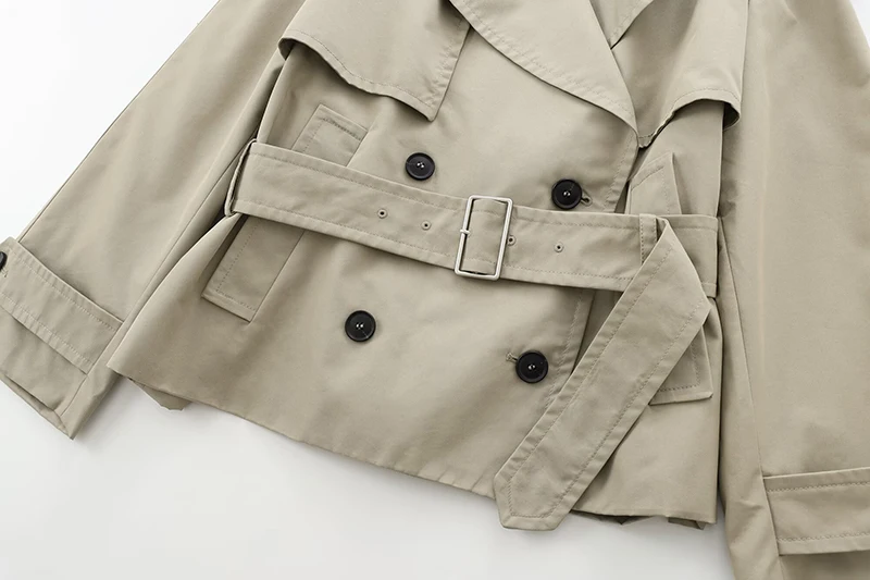 Осенне-зимняя простая двубортная куртка Весенняя ветровка с поясом пальто