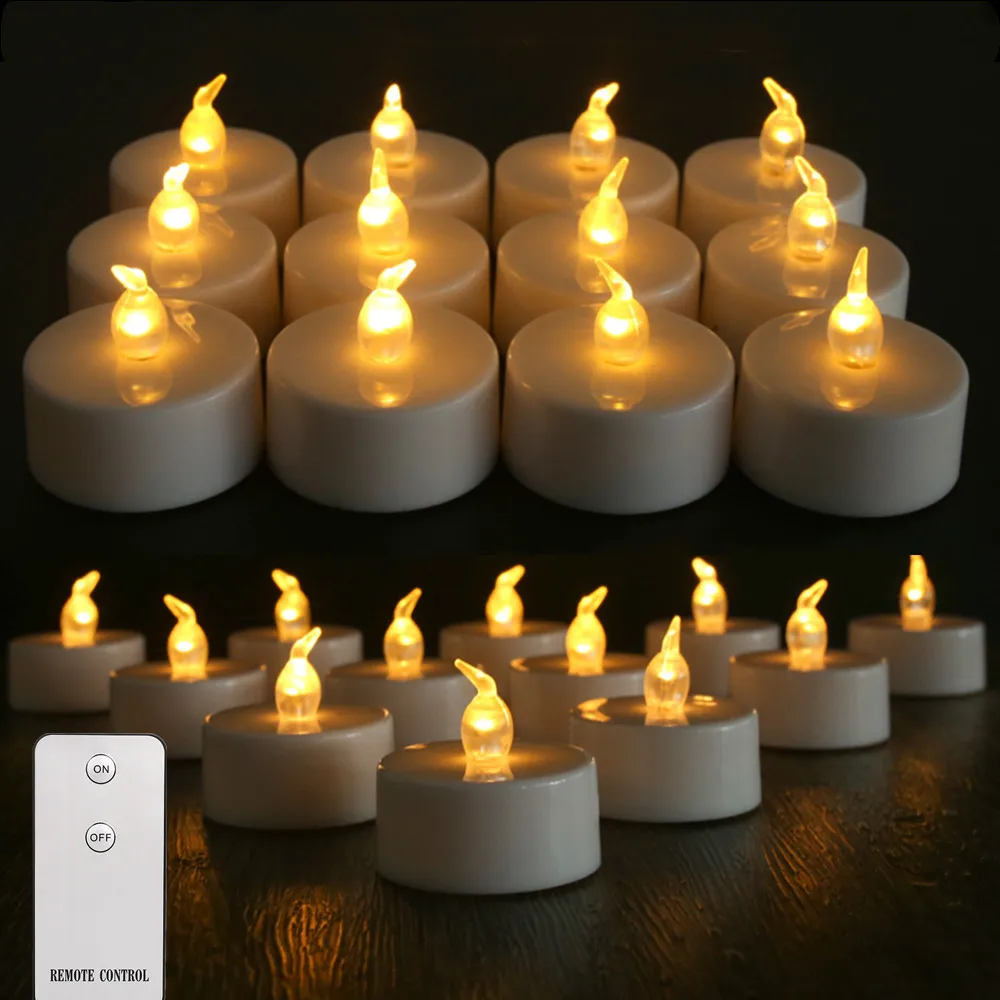 

Pack of 24 Flickering Flameless LED Tealights Remote Control Battery Powered Candles For Home Dinner Party Christmas Decoration