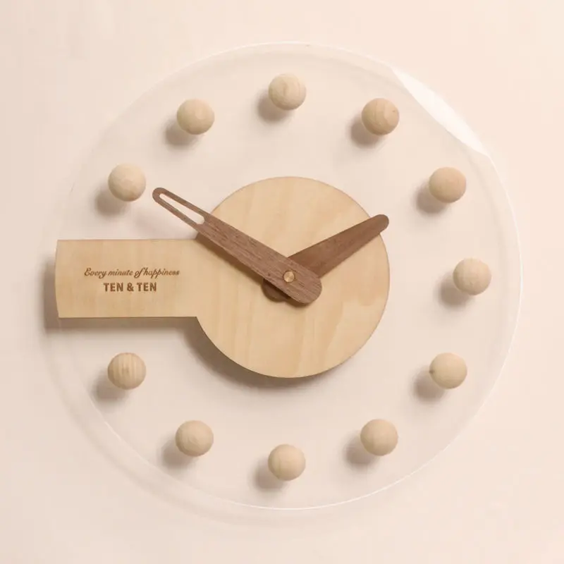 

Modern Design Silent Wood Wall Clock Acrylic 3D Stickers For Home Living Room Decoration Kitchen Creative Wall Watch Decor