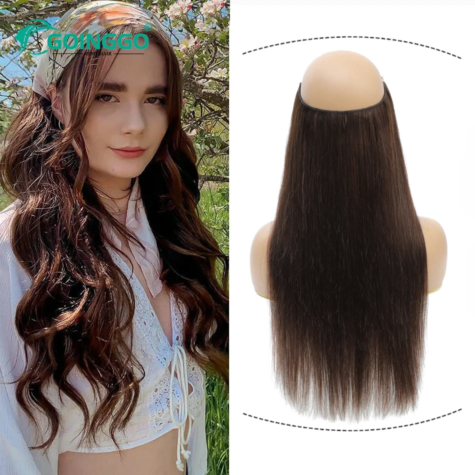 Hidden Wire Clip In Hair Highlight Brown Real Remy Halo Hair Extension Human Hair Fish Line Hair Extensions Human Hair Sample