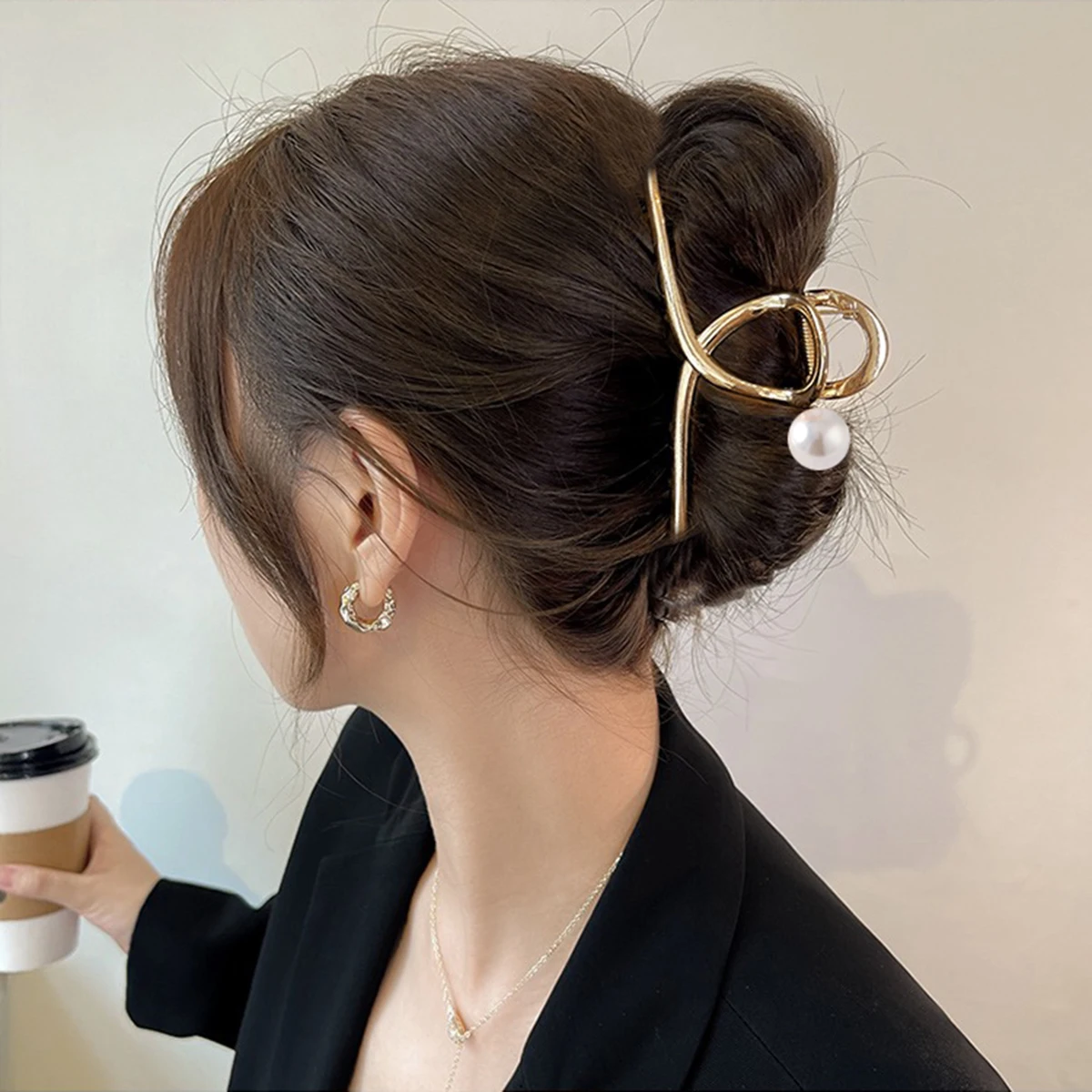 

Haimeikang Metal Shark Clip Hair Crabs Women Fashion Ponytail Hair Claws Golden Sliver Temperament Hairpin Hair Accessories