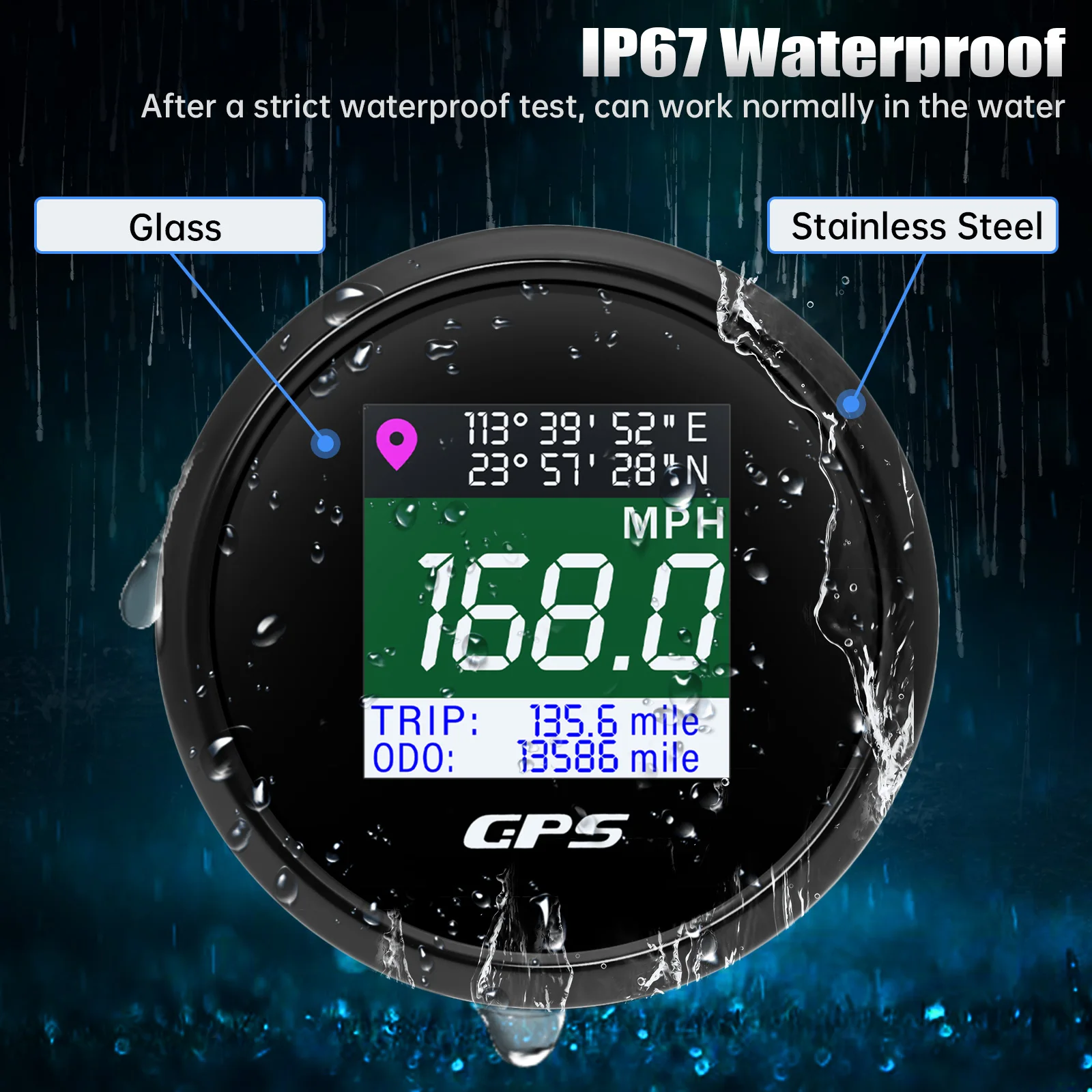 New Waterproof Digital GPS Speedometer Adjustable LCD Odometer Speed Gauge with GPS Antenna for Boat Car Motorcycle Motor Yacht