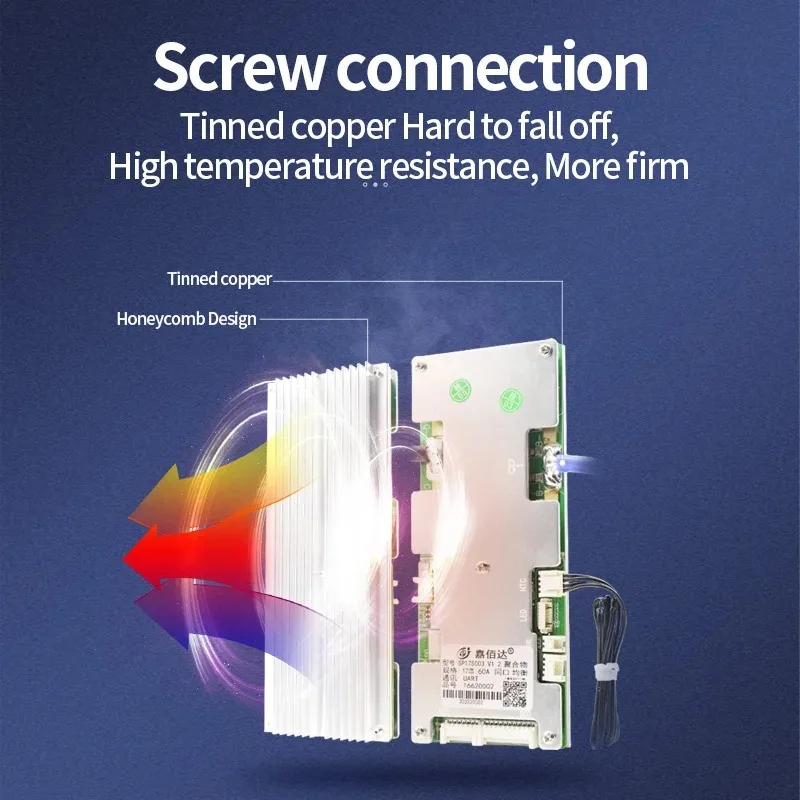 JIABAIDA BMS Smart BT LiFePo4 аккумулятор 10S-17S 80A