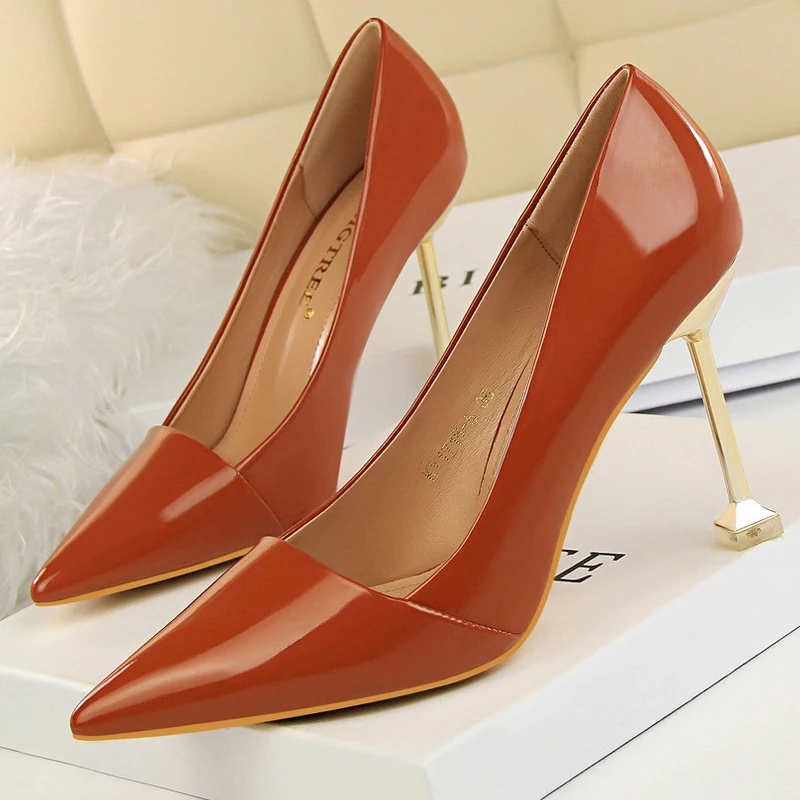 

BIGTREE Shoes Patent Leather Woman Pumps Occupational OL High Heels Office Shoes Stiletto Ladies Shoes Women Heels Wedding Shoes