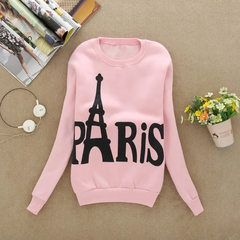 XUANSHOW 2022 Spring Autumn Women's Long Sleeved Sweatshirts Printed Paris Pullover Sweatshirts Clothing Sudaderas Mujer