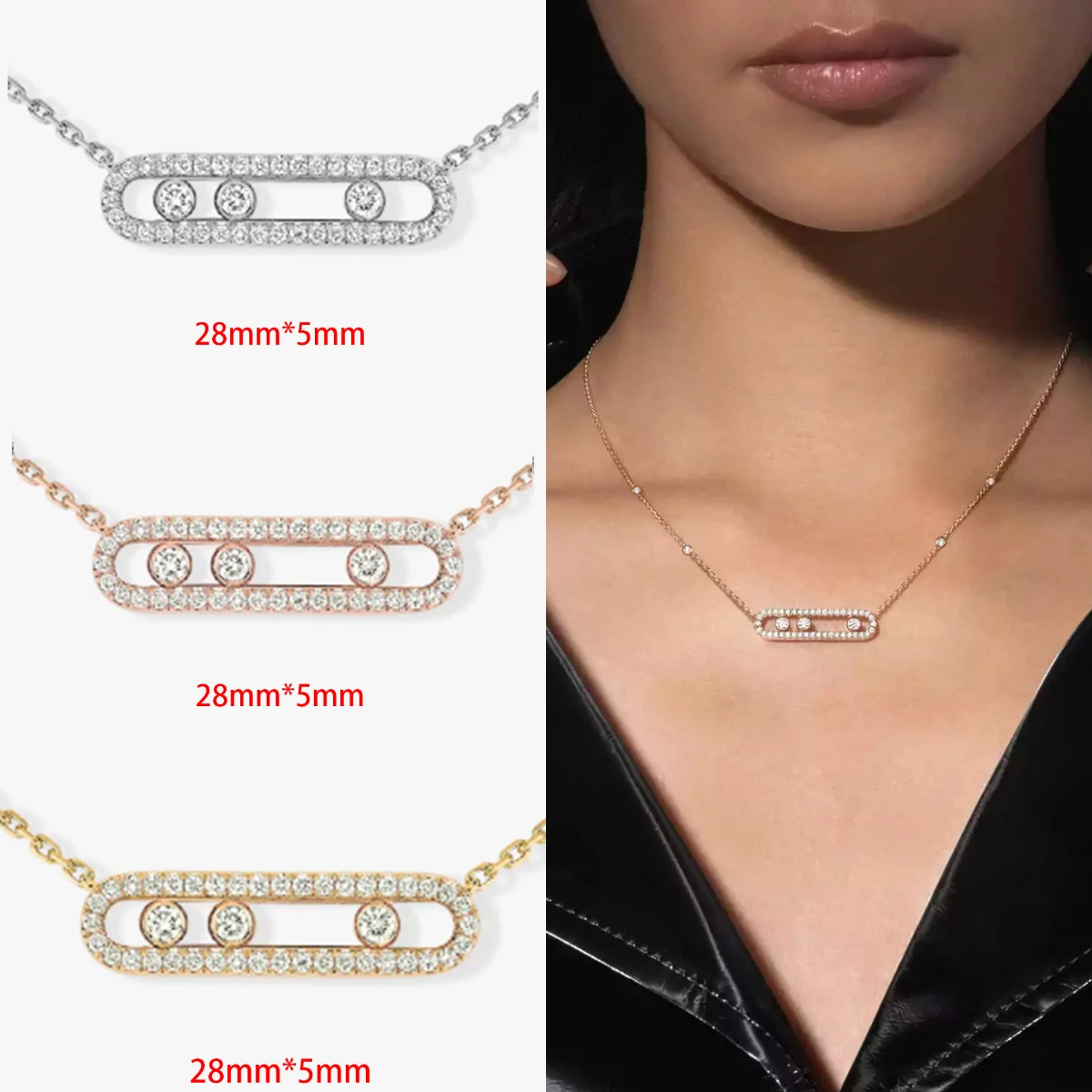 Новое ожерелье с мозаичным паве Мессии украшено тремя подвижными бриллиантами и