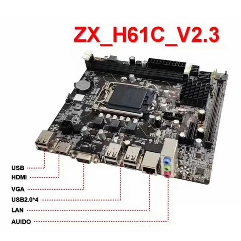 H61 компьютерная материнская плата LGA 1155 DDR3 поддерживает двухъядерный