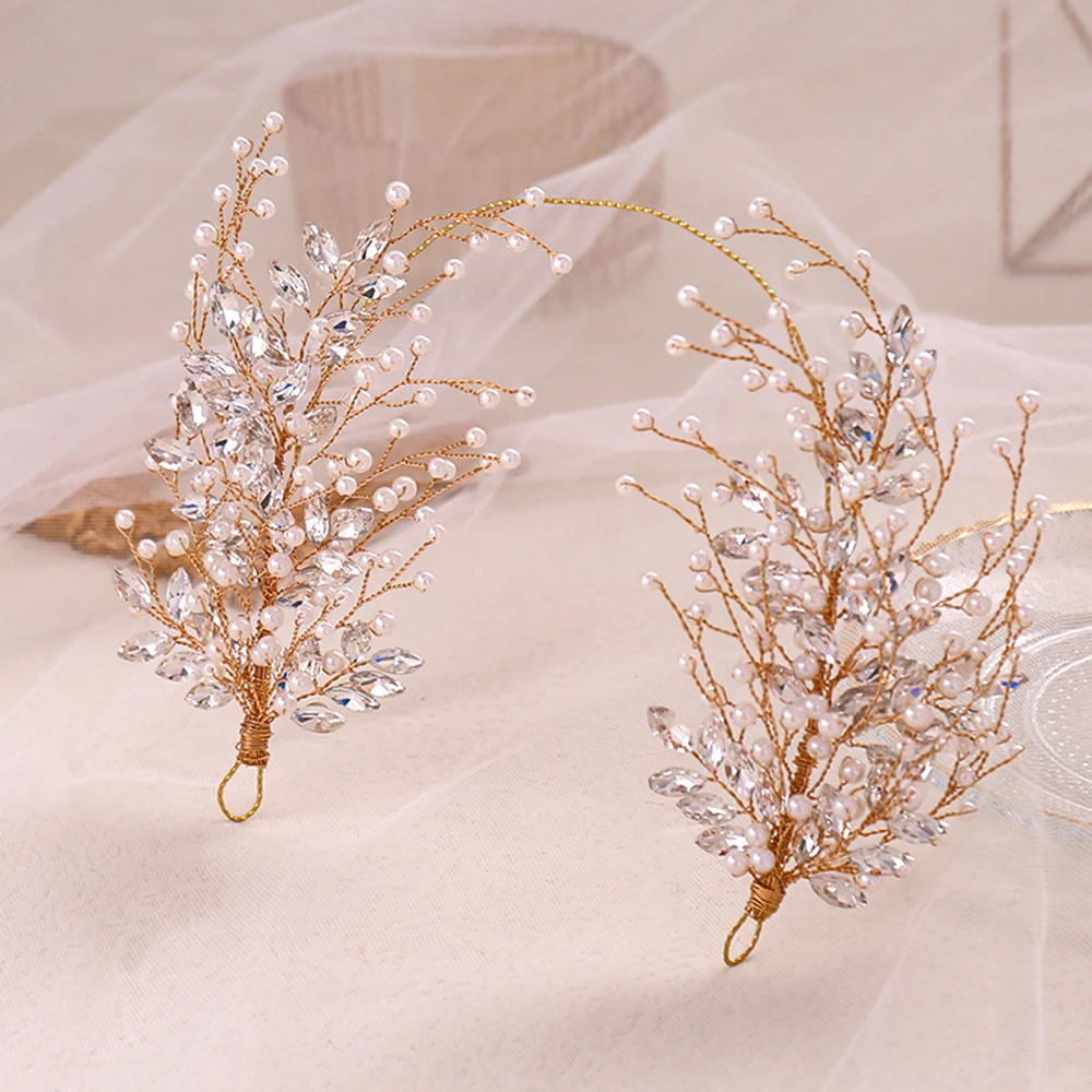 

Crystal Flower Crown Headband for Princess Tiaras Headdress Party Wedding Dress Hair Accessories Bridal Diadem Pageant Tiaras ML