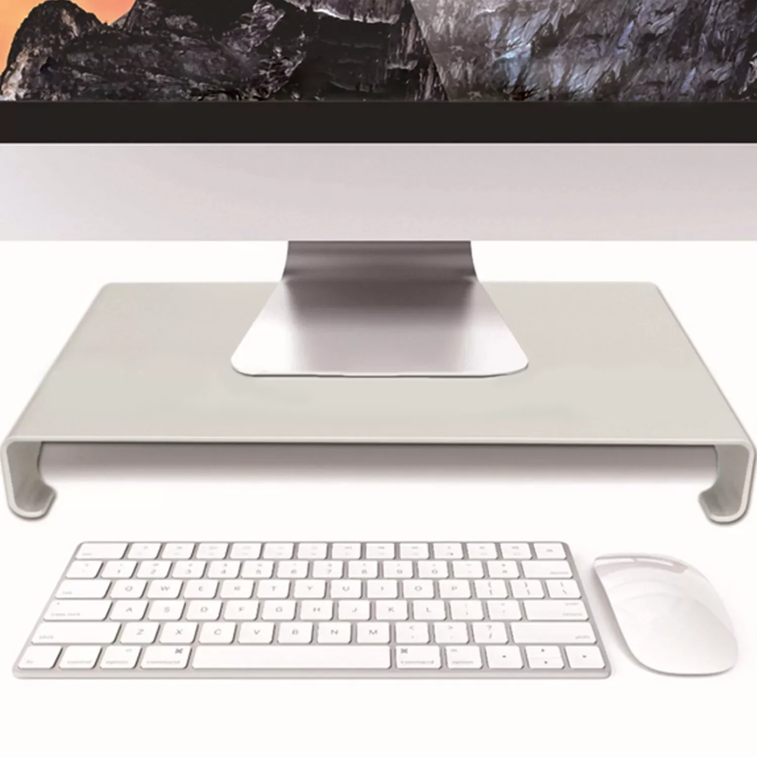 

2022 Aluminum Alloy Computer Laptop Display Monitor Riser Stand with Keyboard Mouse Storage Slots for Home Office Dorm Silver