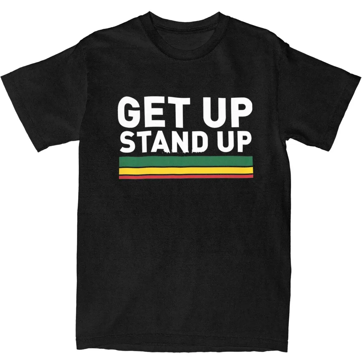 Фото Мужчины Женщины Get Up Stand Up Reggae Rasta Футболки Боб Марли Чистый хлопок Одежда для отдыха Футболка с коротким рукавом и круглым вырезом Футболка для вечеринки №2