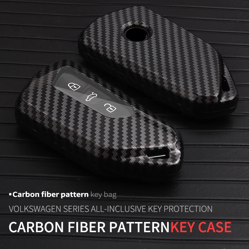 

ABS Carbon Fiber TPU Remote Control Protective Shell Car Key Bag For VW Volkswagen Golf 8 MK8 ID.3 ID.4 ID.6 For Skoda Octavia