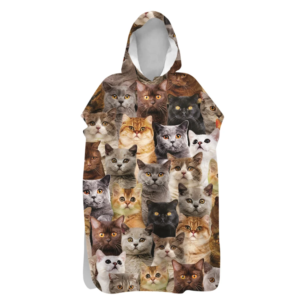 

Cute Cats Dogs Hearts Flower Adult Kids Sand Free Hooded Poncho Towel Surfing Swim Beach Changing Robe Holiday Birthday Gift