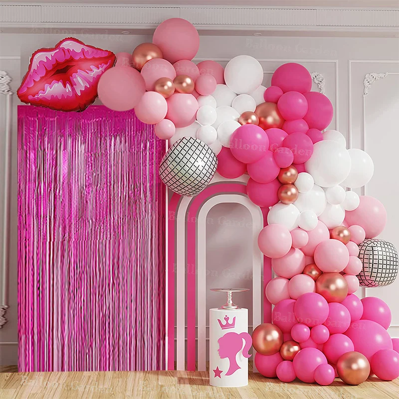 

Pink Princess Party Balloon Arch Garlands 5th Birthday Girl Bridal Baby Shower Decoration Anniversaire Wedding Globos Balloons