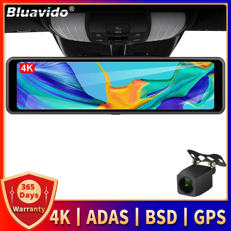 Bluavido 4K Super HD Dash Cam ADAS 11.26 Inch Car Rearview M