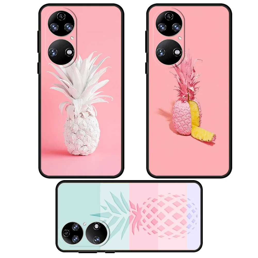 

Силиконовый чехол-бампер для Huawei Nova 9 SE P30 P20 Pro P50 P40 Lite 2021 E P Smart Z, чехол для телефона с бананами и ананасами