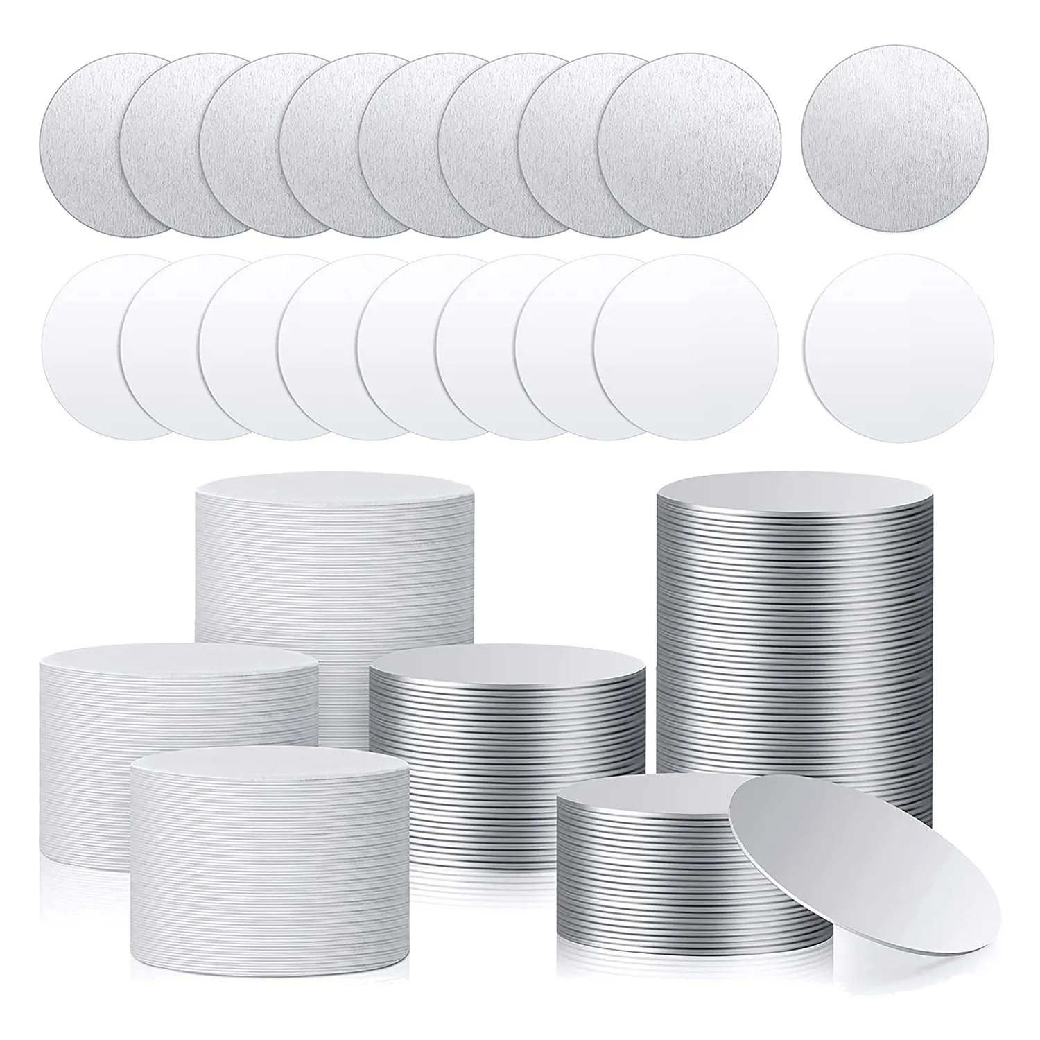 

Sublimation Blank Aluminum Stickers Set Round Blank Bezel Pendant Tray Aluminum Sheet, Sublimation Blank Discs (50Pcs)