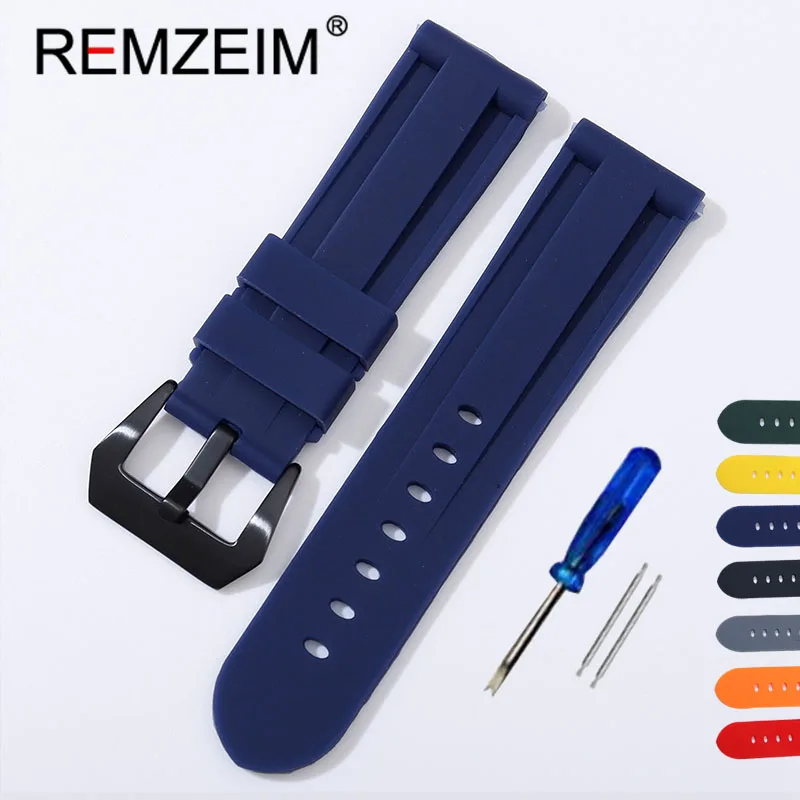 

Ремешок силиконовый для наручных часов, мягкий спортивный универсальный браслет, красные, синие, черные, 22 мм, 24 мм, 26 мм