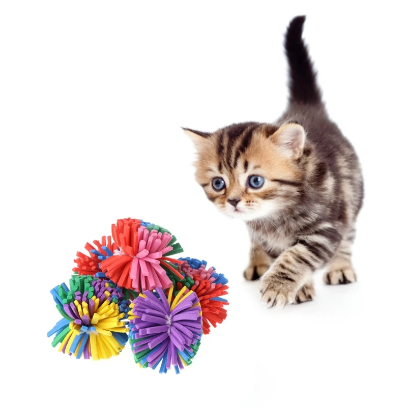 

Colorful Flower Ball Toys Chase Toys Teaser Toy Pet Training Toys Fun Interactive Flower Balls Toys Pack of 5