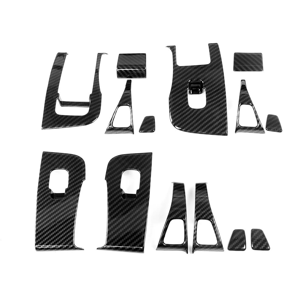 For Tesla 2021 Model 3 Y 14pcs ABS Carbon Fiber Car Window Lifter Switch Trim Decoration Patches Protector Covers Stickers | Автомобили и