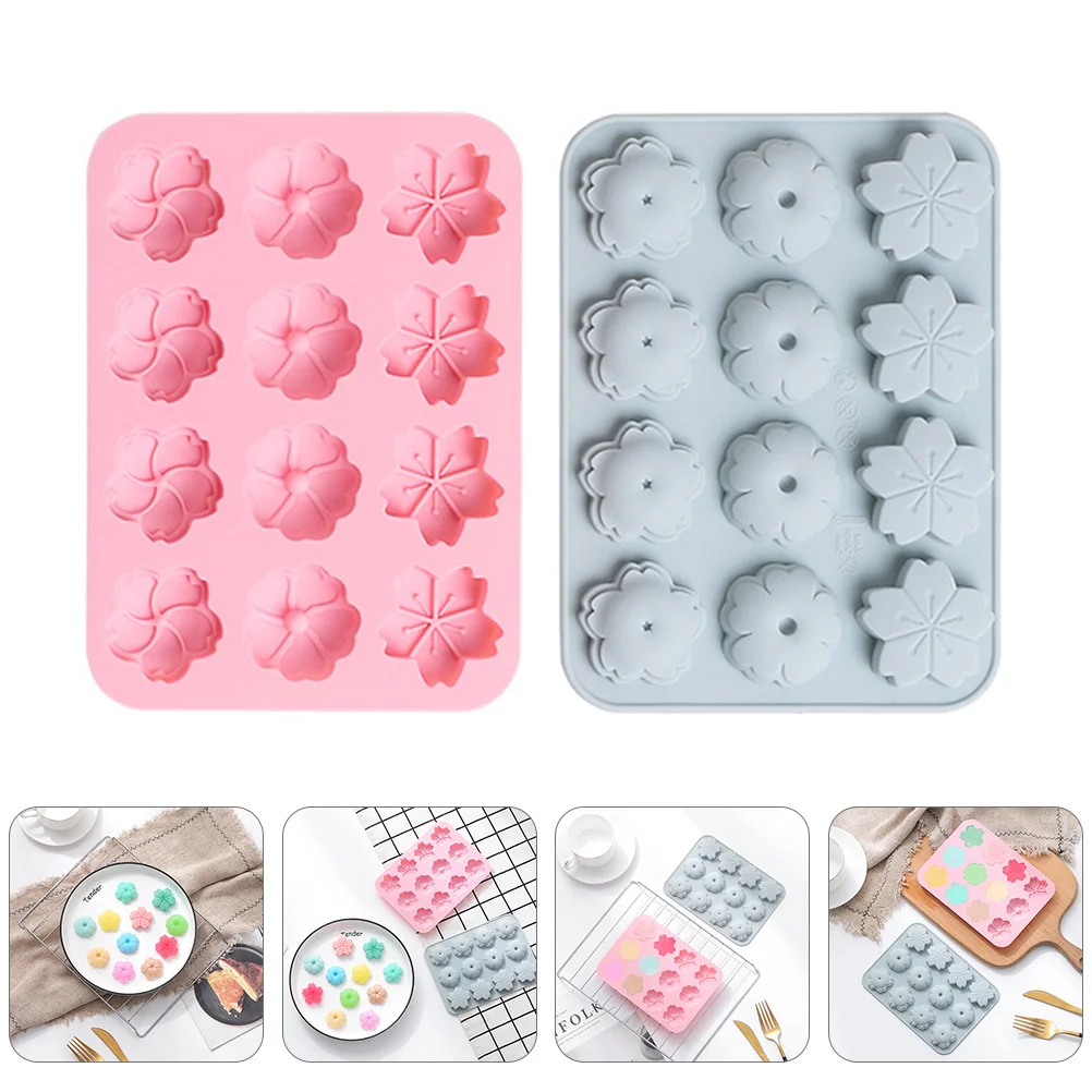 

2 Pcs Silicone Mold Fondant Animal Cookie Ice Cubes Flower Silica Gel Biscuits Molds