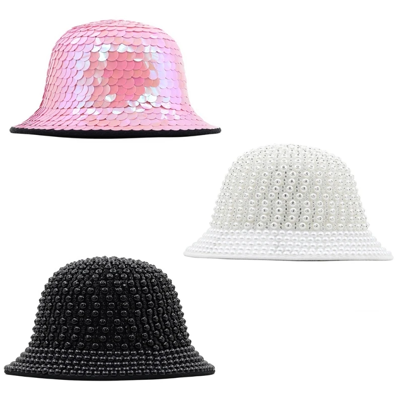 

Шляпа-ведро с широкими полями для женщин, шляпа для ночного клуба со стразами, шляпа для танцора и певца