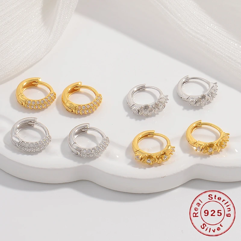 Женские круглые серьги из серебра 925 пробы с цирконием