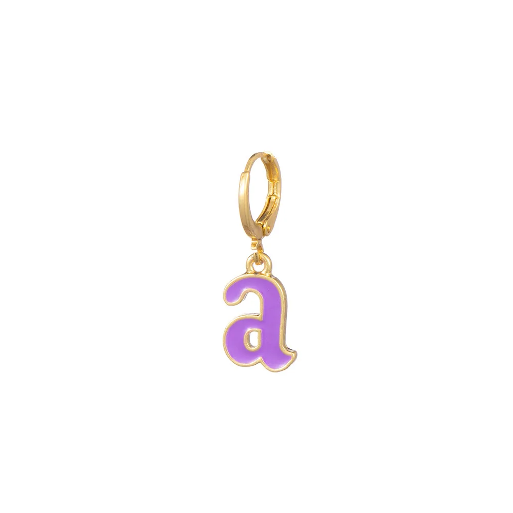 

1Pcs 26 English Letters Enamel Earrings for Women Ear Piercing Earring Initial Ear Buckle Hoop Earrings Jewelry Gift Bijoux Femm