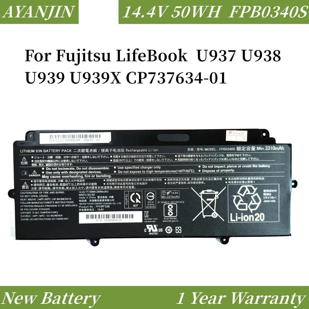 FPB0340S FPCBP536 14, 4  50  3310     Fujitsu LifeBook U937 U938 U939 U939X