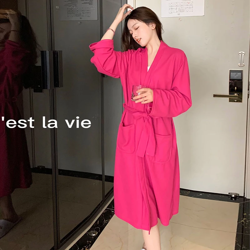 

Women's Kimono Bath Gown Sleepwear Long Robe For Women Casual Bathrobe With Belt Autumn Nightgown Wedding Party Loungewear Dress