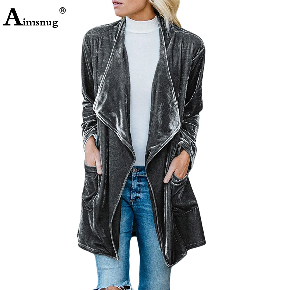 

Women Long Trench Coats Casual Pocket Design Velvet Jackets 2022 New Sexy Fashion Skinny Tops Outerwear Ladies Vintage Blazers