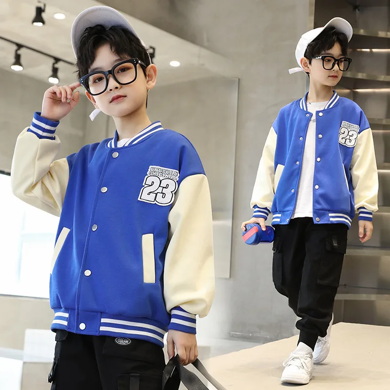 

2022 Children's New Spring Jacket Baseball Tops Cottons Kids Clothes For Teen Sports Coats And Outerwear 5 7 9 11 13 14Years Old